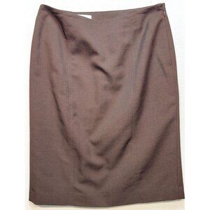 Jones Studio Women's Casual Pencil Skirt Flat Front Size 4 Brown Solid Side Zip
